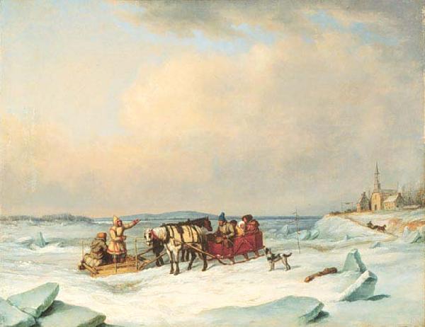 Cornelius Krieghoff The Ice Bridge at Longue-Pointe oil painting image